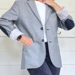 H&M Slim Fit Blazer 36R Blue/ Gray Lined Single Breasted Men's (unisex fit)